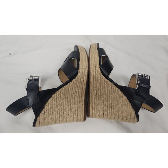 Michael Kors Black Espadrille Wedge Sandals - Picture 6 of 8